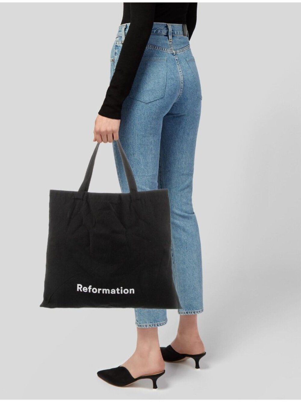 Reformation Reusable Black Logo Canvas Tote Shoulder Bag X-Large 18” x 16” New